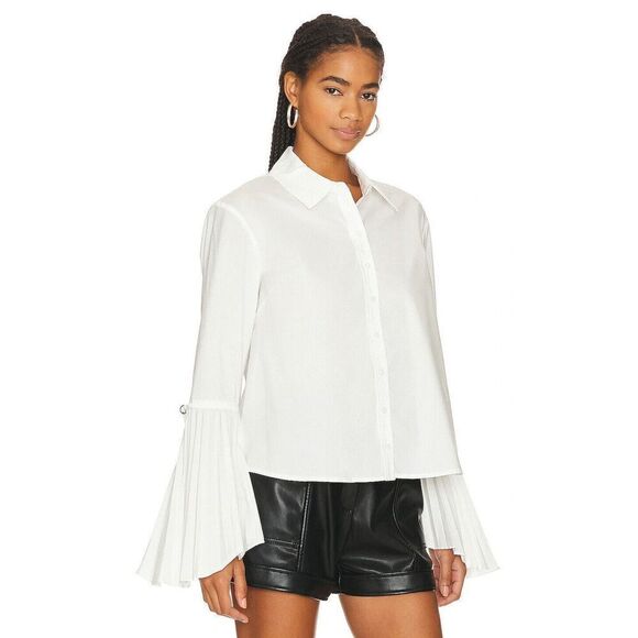 New $295 Jonathan Simkhai Jordy Shirt Blouse in White Size Medium - Picture 4 of 8